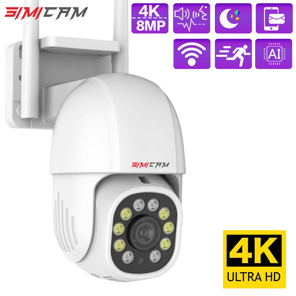 4K Wifi IP Camera Surveillance Smart Home Security 360 Degree Rotation Double Light Full Color Night Vision Wireless Out Door