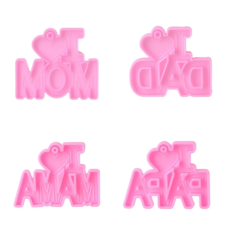 

I Love Mom Dad Word Keychain Pendant Resin Mold Thanksgiving DIY Silicone Mould N0HE