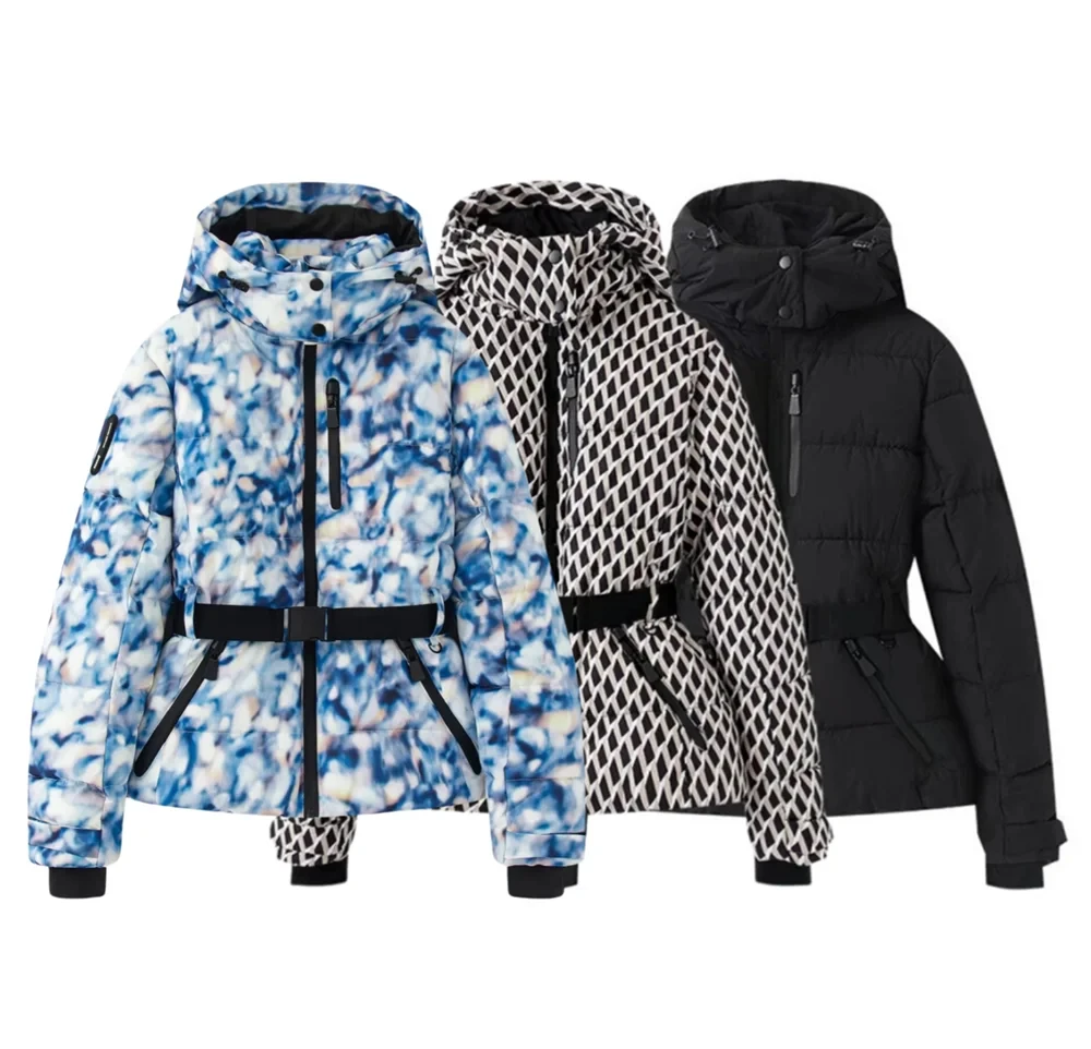 

new women's ski series multi-color waterproof cold-proof waist warm hooded cotton jacket fashion