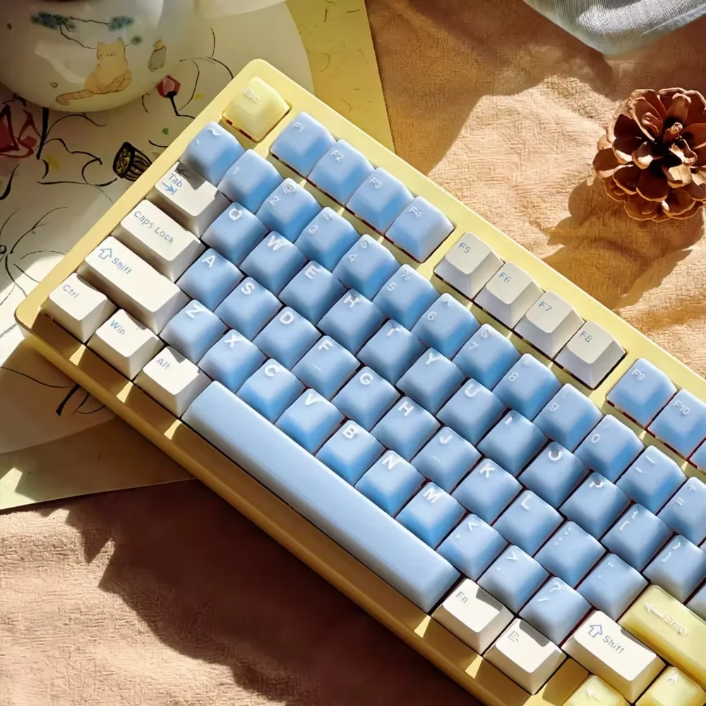 Simple Soda Cherry Keycap PBT+ABS 164 Key, Two -color Double -layer Translucent Adaptation 61/75/84/96/108 Mechanical Keyboard