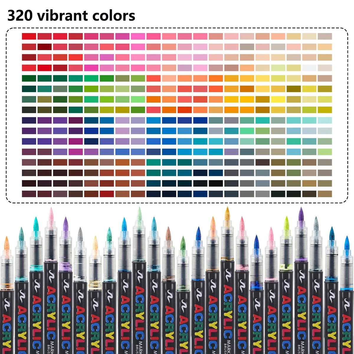 12-366 kleuren acrylmarker set waterdichte acryl penseelmarker professionele acrylverfmarker doe-het-zelf kunstbenodigdheden