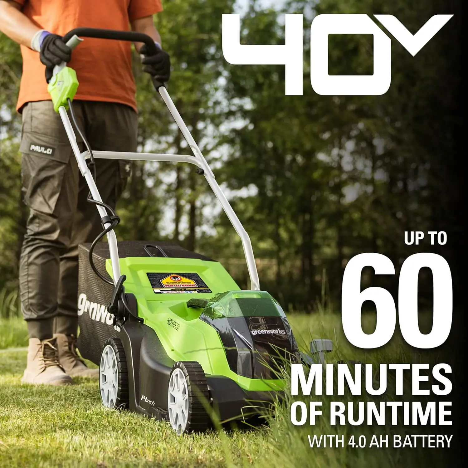 

40V 14" Cordless (Push) Lawn Mower (75+ Compatible Tools), 4.0Ah Battery and Charger Included