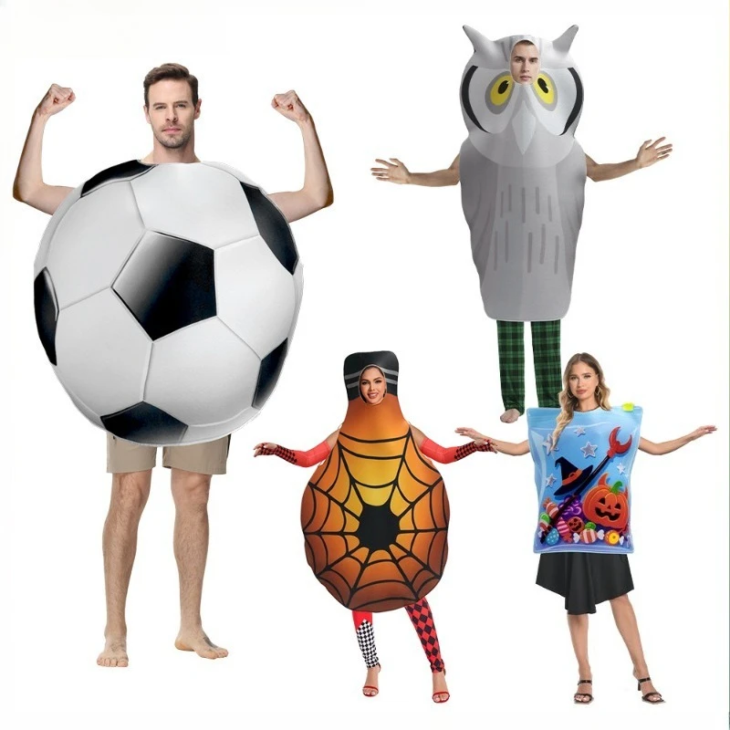 Disfraz divertido de Halloween con bombilla de telaraña, mono de fútbol con estampado 3D de búho, traje de Cosplay Unisex para adultos, vestido elegante, ropa de fiesta
