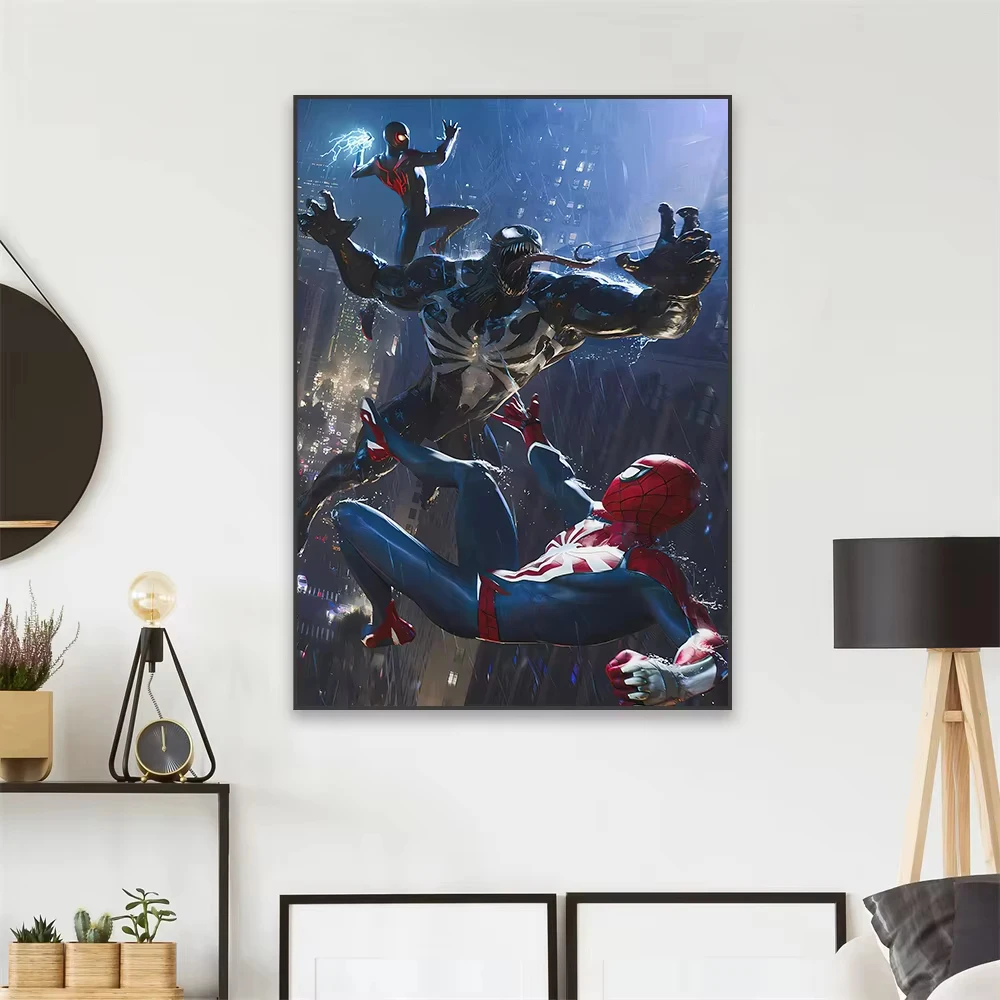 Disney Spiderman 2 โปสเตอร์ภาพยนตร์คลาสสิก Spider Man พิมพ์ Disney Superhero ภาพวาดผ้าใบบ้านเกม Wall Art ตกแต่ง