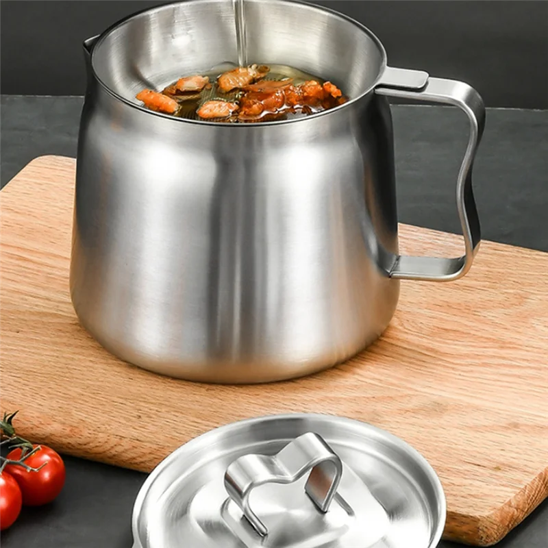 MLGB-Oil Pot,Oil Pot Stainless Steel Large Capacity Oil Fryer And Filter Cup Combo Versatile Oil Filter For Kitchen