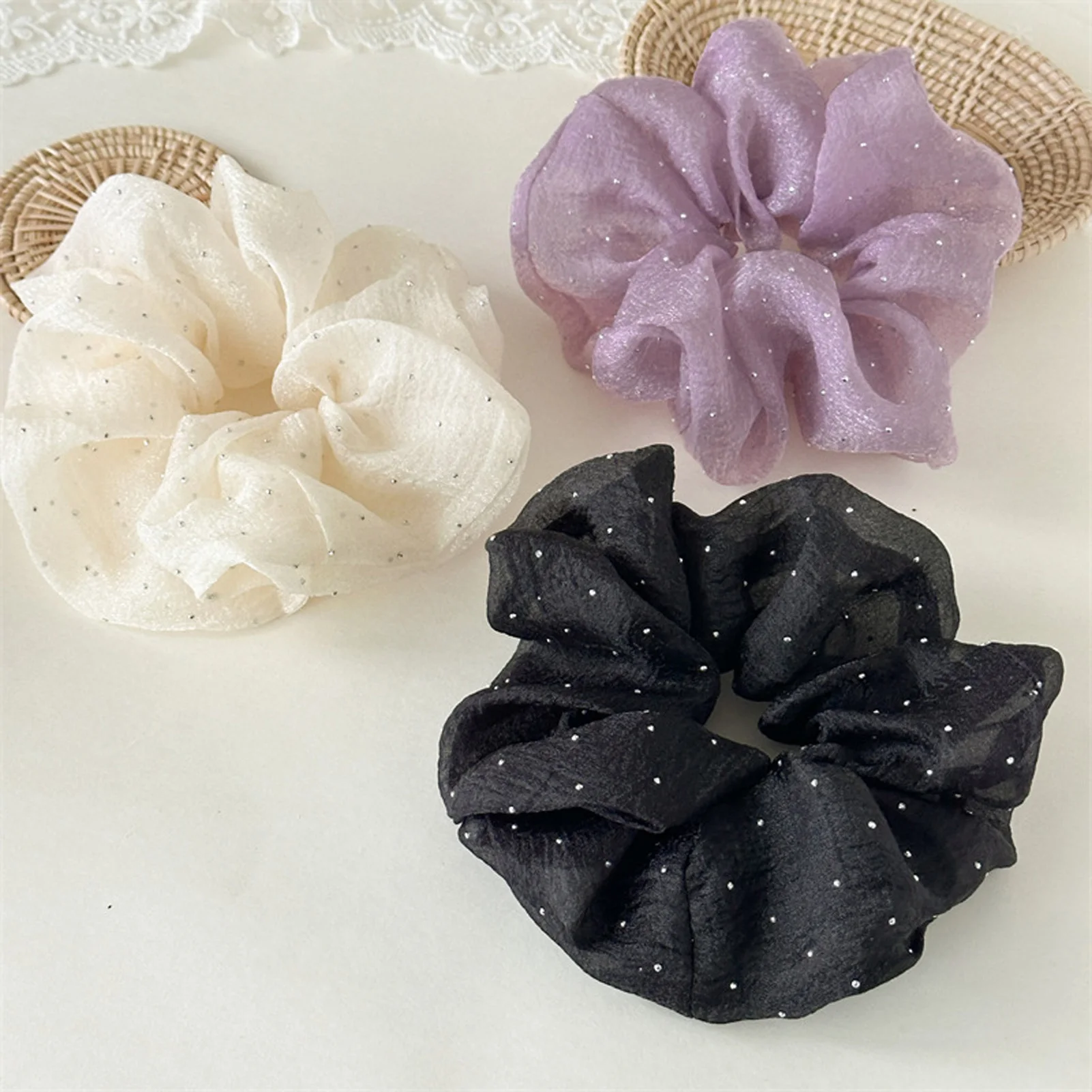 

Французские сетчатые большие резинки для волос, винтажная веревка для волос, держатель для хвоста, аксессуары для волос, корейская эластичная резинка для волос, модный шифоновый головной убор