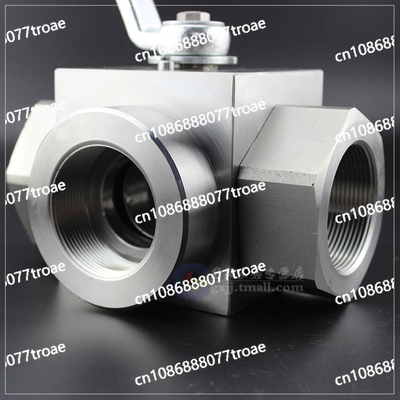 High pressure three-way ball valve, hydraulic internal thread