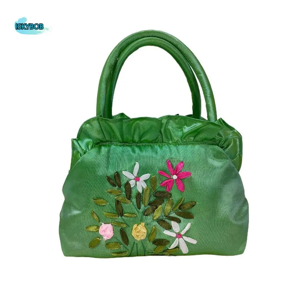 

Ruffle Embroidery Flower Handbag Leaf Phone Bag Zipper Flower Wrist Bag Mommy Bag Korean Ethnic Style Tote Bag Ladies/Girls