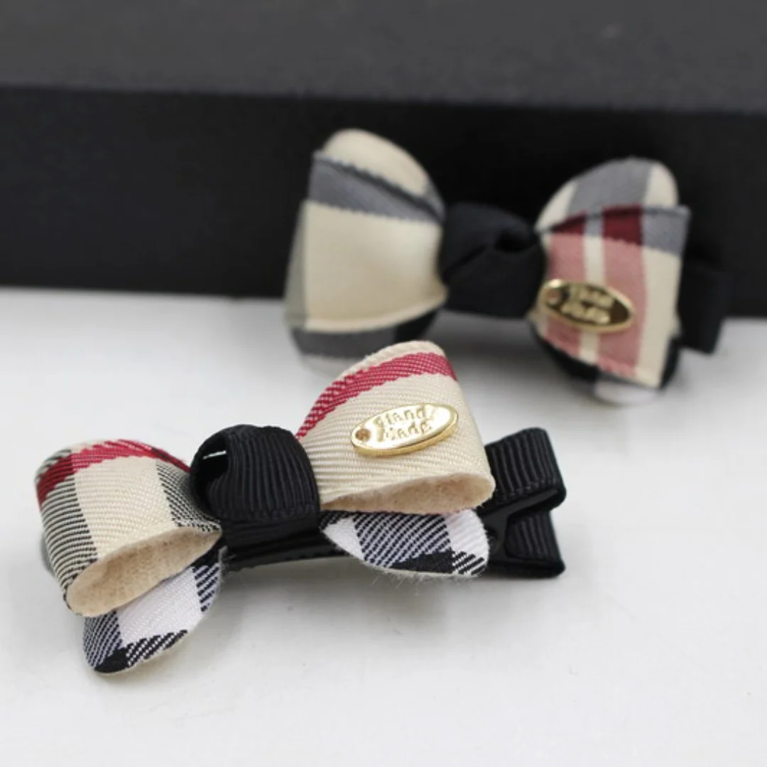 Children's British Plaid Mini Hair Clips Barrettes Classic Canvas Stripe Small Size English Baby Girl Hair Accessories Wholesale