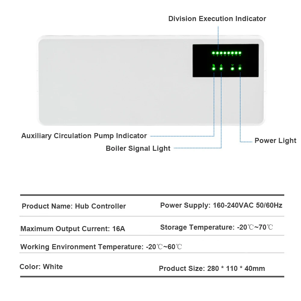 8-Channel Concentrator Hub Controller Electric Valve Control Box for Underfloor Heating System Air Conditioner Tem Controller