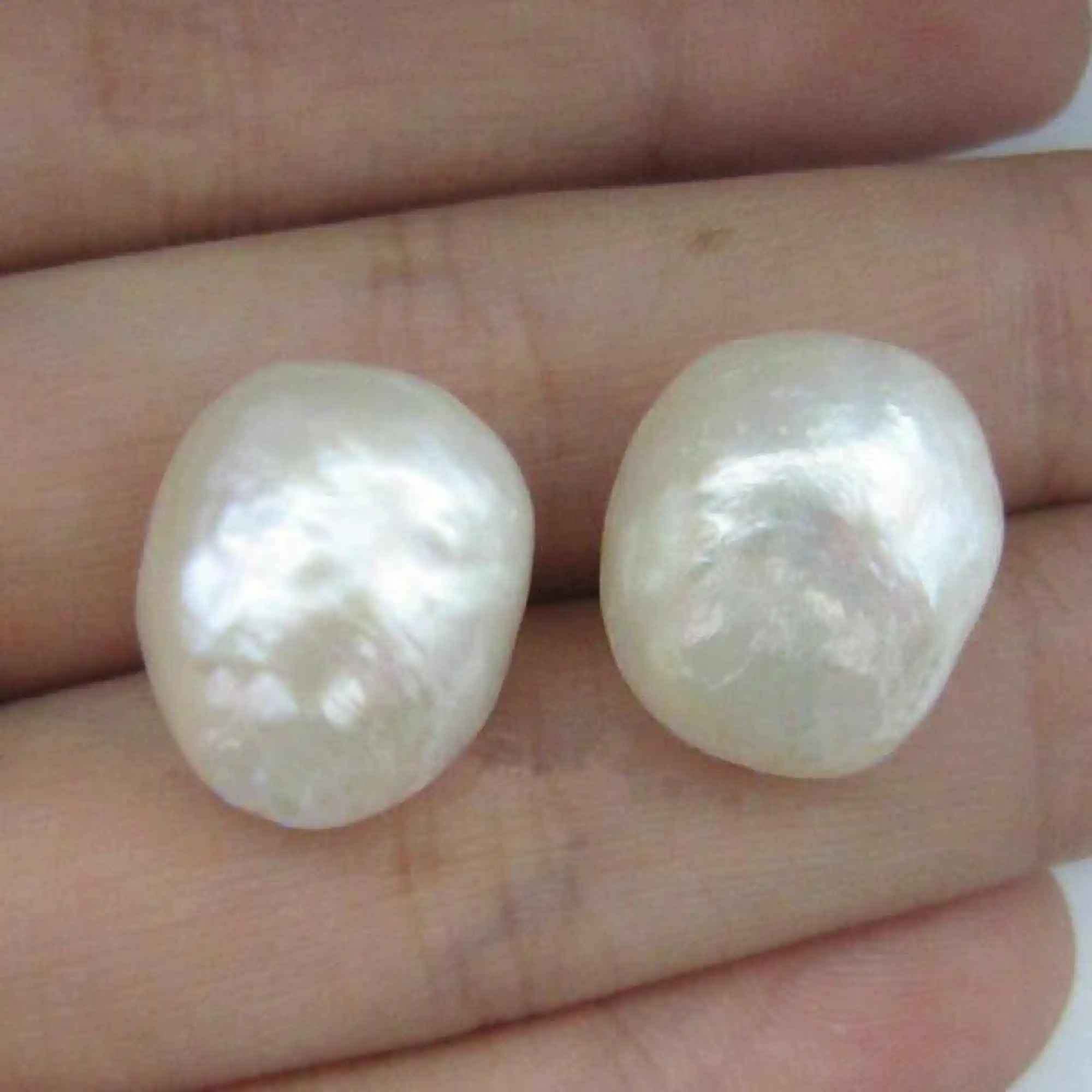 

Huge 12-14 mm White Sea Baroque Pearl Earrings 14K YELLOW GOLD Mother's Day Aquaculture Halloween Wedding Cultured Diy