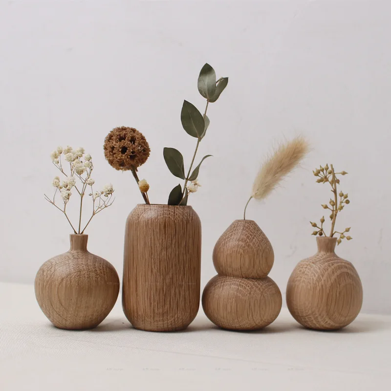 Wood Decorative Plant Pots Tall Small Vase Wooden Vase Leakproof  Flowerpot Indoor Decorations Plants Holder Or Home Flowers