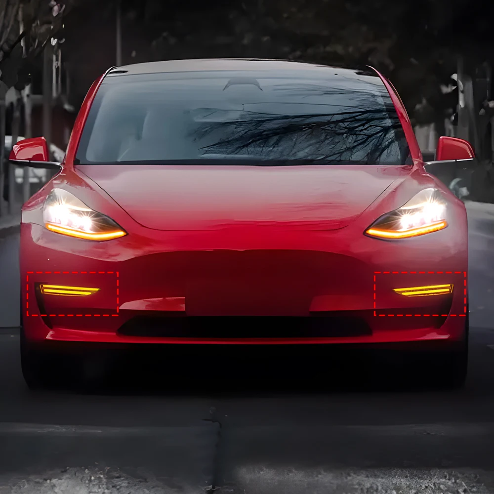 For Tesla Model 3 Model Y 2019-2023 Front Bumper Upgrade LED Fog Lights Daytime Running Lights Assembly Tool Car Accessories - view 6