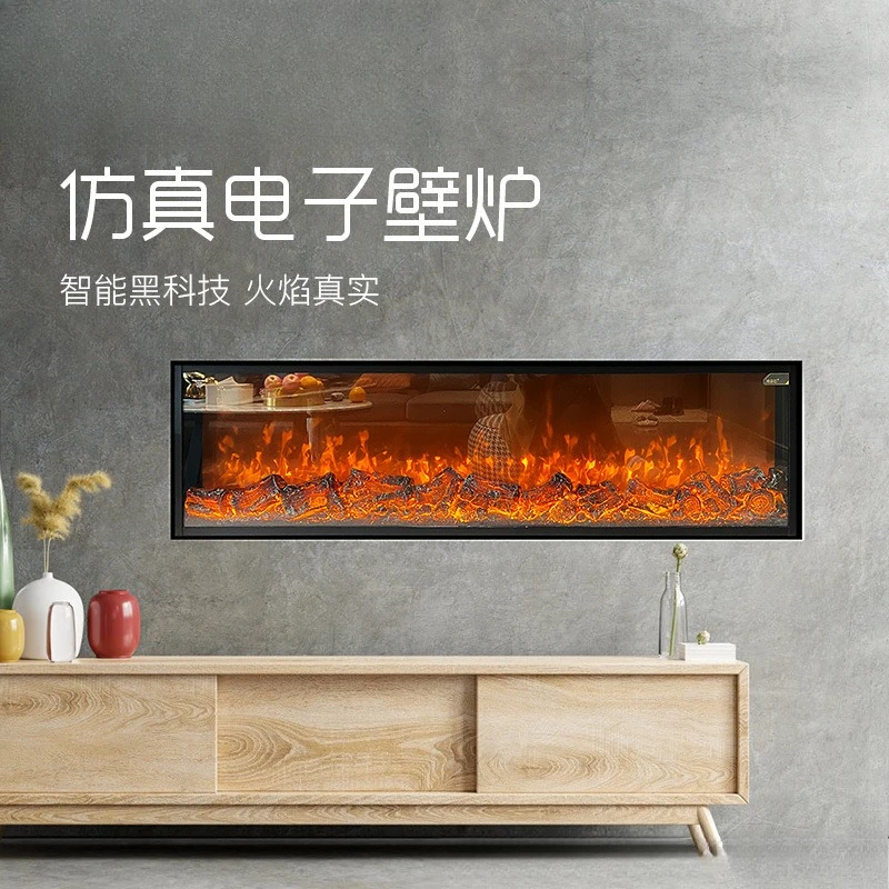 

Electronic fireplace simulation flame European embedded living room decorative cabinet background wall hotel
