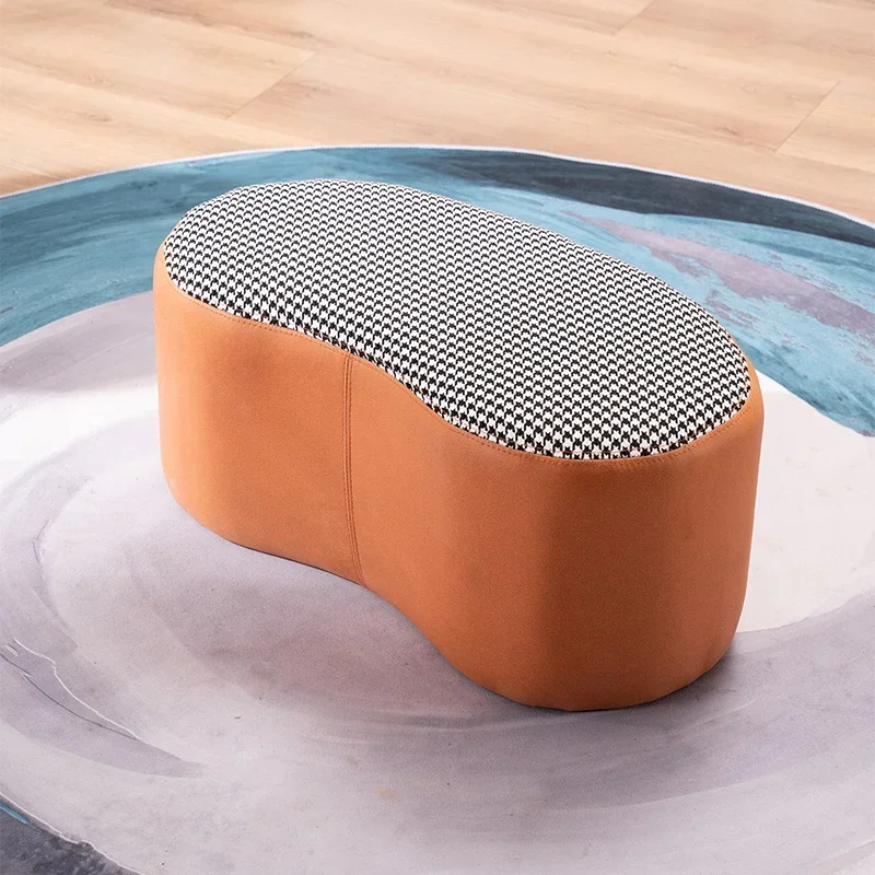 Luxury Stool INS Lamb Changing Wool Foot Stool Bedroom Pouf Nordic Shoe Ottoman Creative Design Living Room Floor Sofa Bench