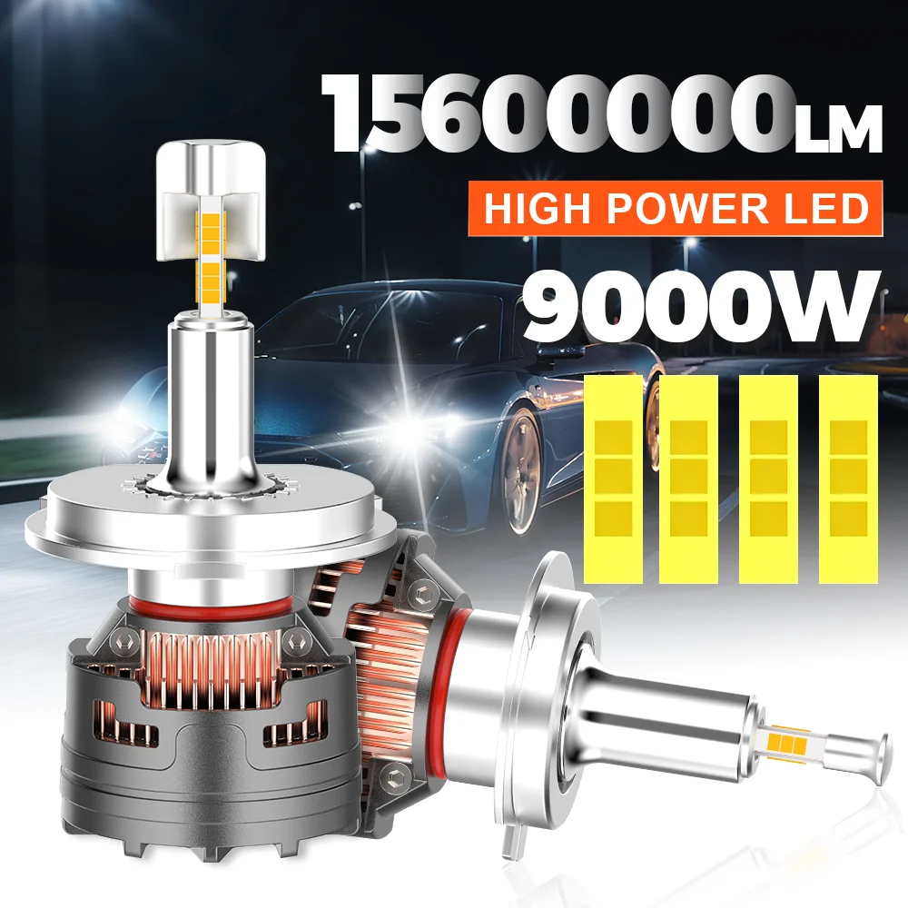 

H7 LED Canbus 360 H4 H1 HB3 HB4 9012 Turbo Bi Led Projector Lens H11 9005 Car Headlight Bulbs Auto Fog Lamps 6000K LED Bulb