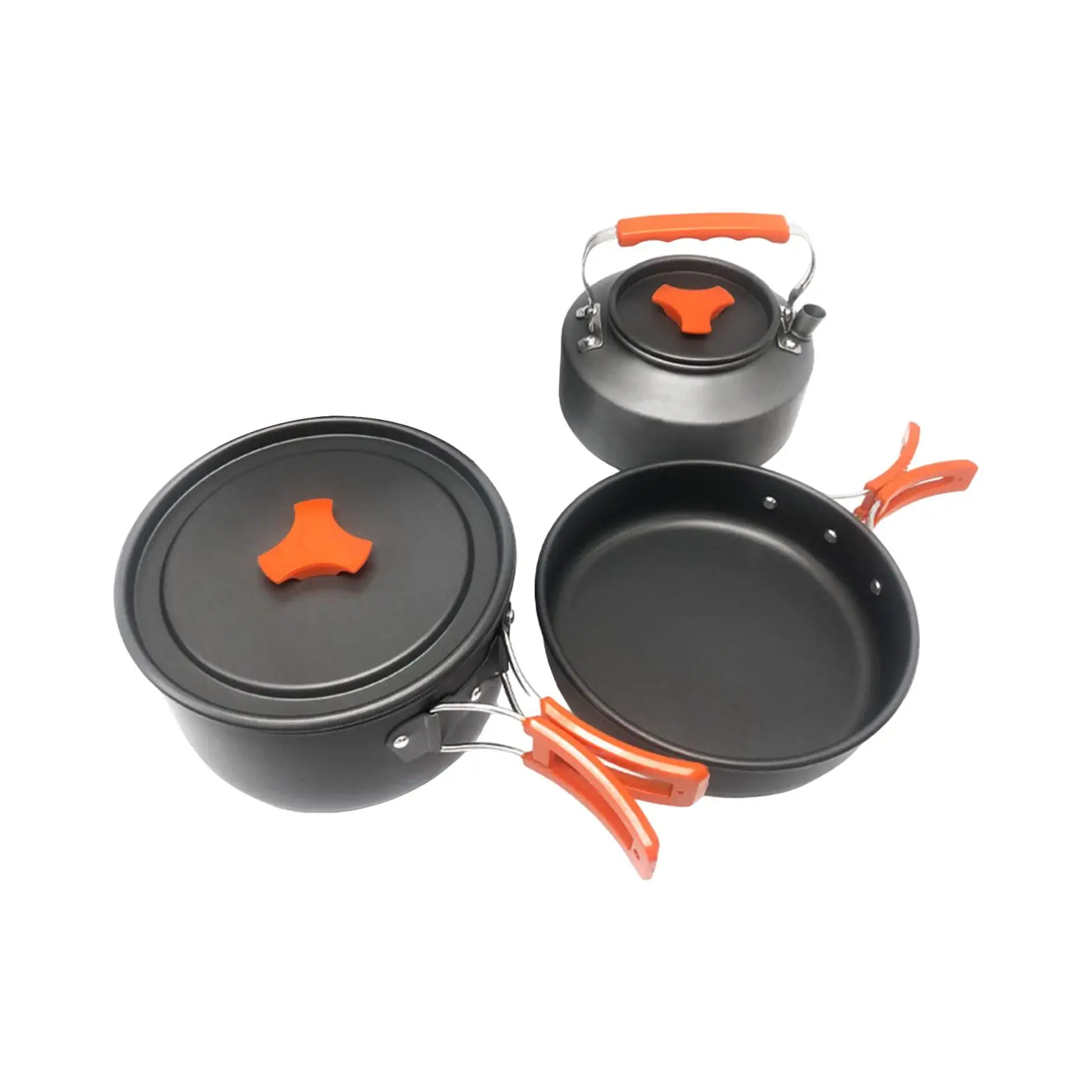 

3 Pieces Camping Cookware Set Foldable Handle Camping Cooking Set Camping Mess Kit for Backpacking Picnic Outdoor Hiking Kitchen