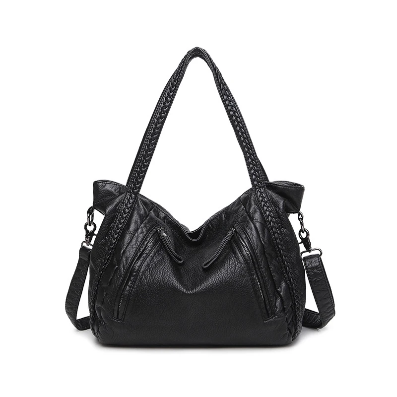 

Women's Large Soft Leather Hobo Bag Braided Strap Crossbody Purse