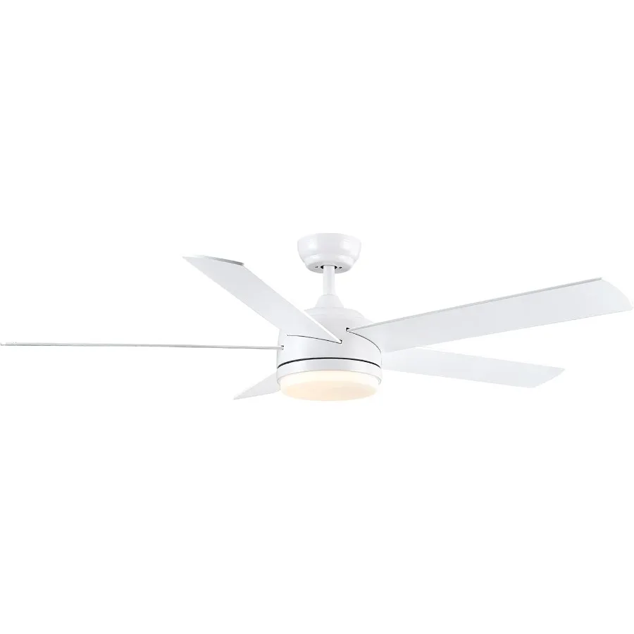 

60 Inch White Ceiling Fan with Light and Remote Control.NoiselessDimmable 3CCT 6 Speeds Reversible DC Ceiling Fans for Indoor o