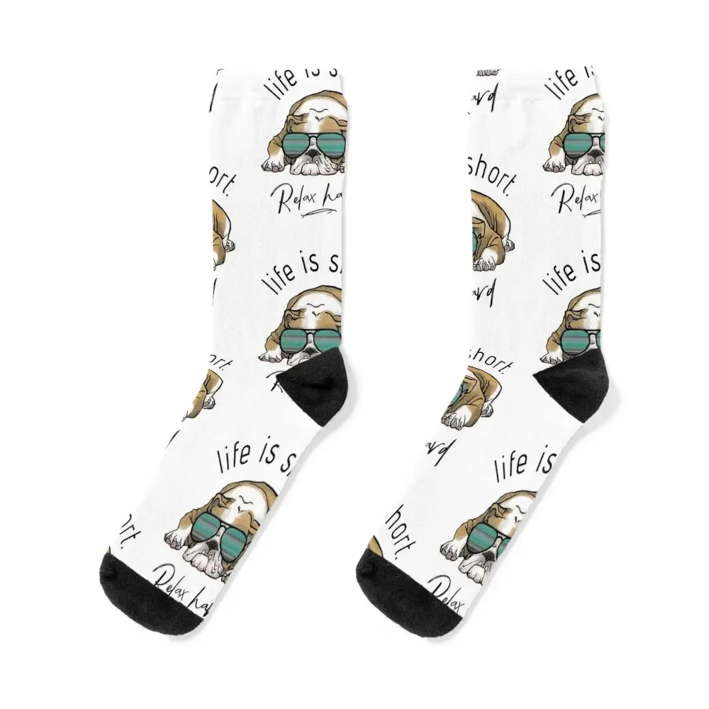 

Relax Hard, Bulldog Socks floor Crossfit men cotton high quality Boy Child Socks Women's