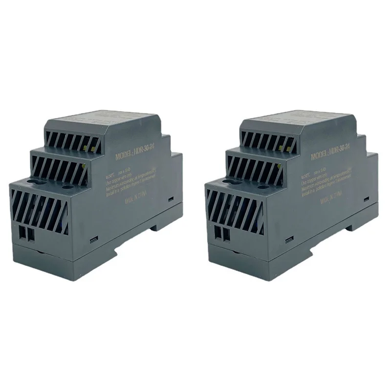 

【SURPRISE】2X HDR-30-24 Ultra Slim Step Shape DIN Rail Power Supply Short Circuit Protection LED Indicator For Power On DC 24V 1.