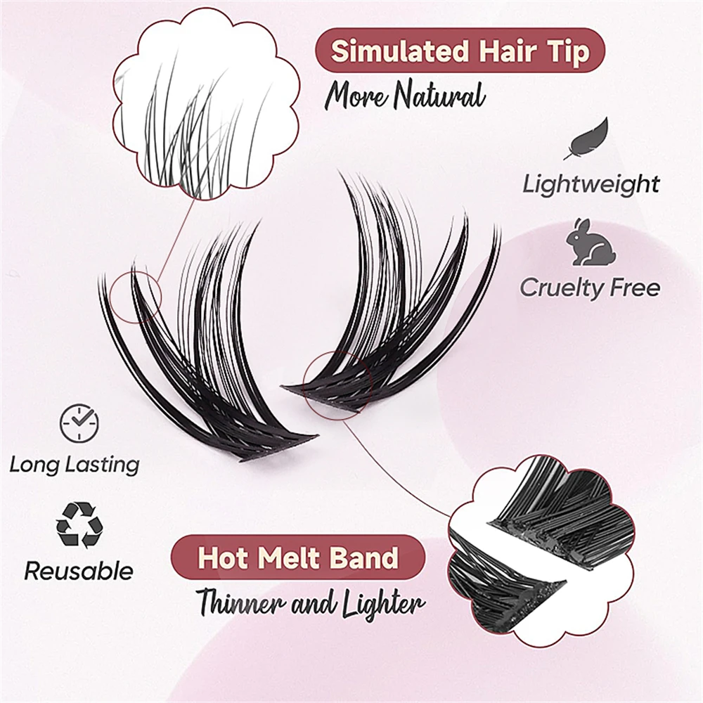 Mix lengths pre-made clusters multi-texture natural density DIY false eyelash combo pack set