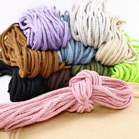 20M 5/7mm Twisted Cotton Cords Braided String Ropes Bag Strap Rope Clothes Home Textile Macrame Thread Cord Sewing Accessories