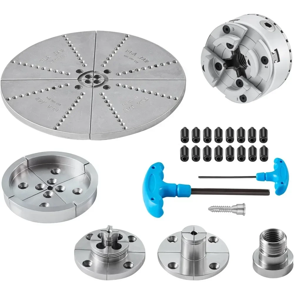 

KP965 4-Jaw Metal Lathe Chuck, 3.75 Diameter, with 5 Jaw Sets for Turning Machine, Self-Centering Accessories