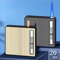 Automatic Bounce Thick Cigarette Windproof Jet Blue Flame Butane Gas Lighter Outdoor Moisture proof Portable Lighters Smoking