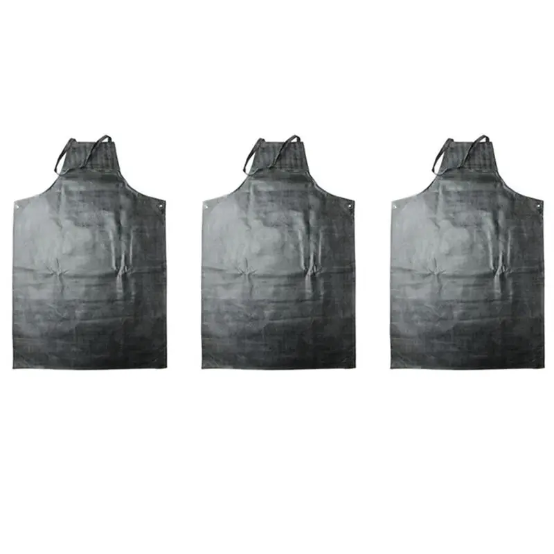 

3X Heavy Duty Waterproof Rubber Vinyl Apron Industrial PVC Aprons Adjustable Rubber Butcher Apron For Men-AA98