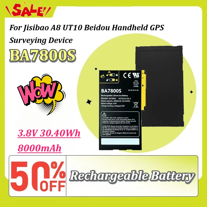 BA7800S 8000mAh 3.8V 30.40Wh Rechargeable Li-ion Battery Replacement for Jisibao A8 UT10 Beidou Handheld GPS Surveying Device