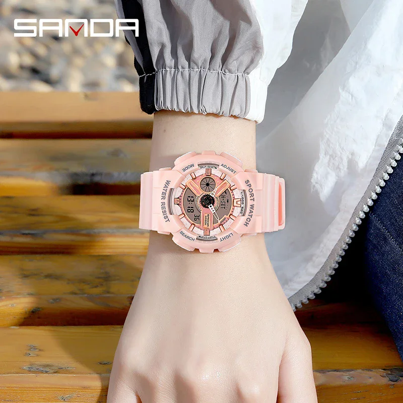 SANDA 292 Fashion Women Digital Watches Korean Luminous Sports Students Waterproof Clock Calendar Couple Casual Electronic Watch