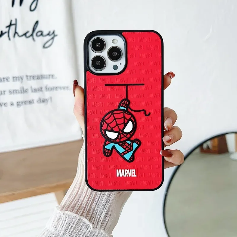 Marvel Spider-Man Iron Man Captain America three-dimensional silicone phone case suitable for iPhone15Promax 11 12 13mini 14pro