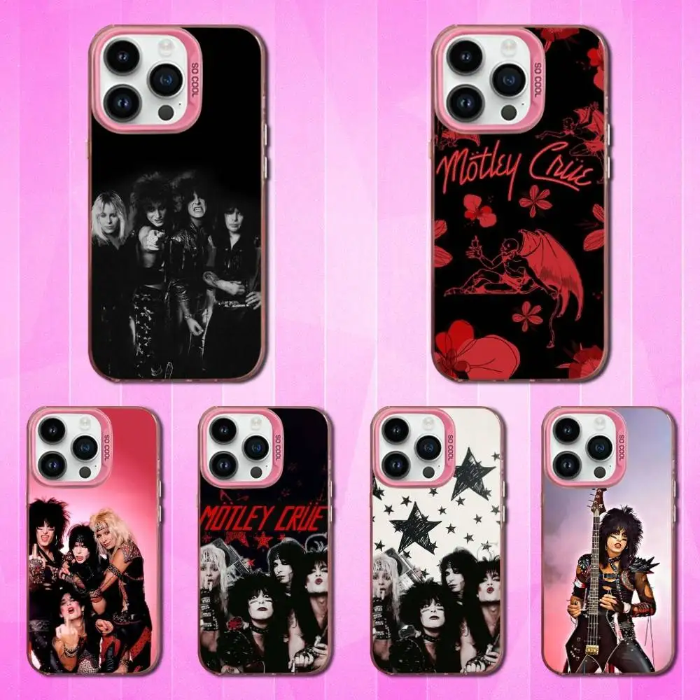 

Rock Band M-Motley C-Crue Phone Case For iPhone 16,15,14,13,12,11,Mini,Pro,SE,MAX Pink Matte Silicone Cover