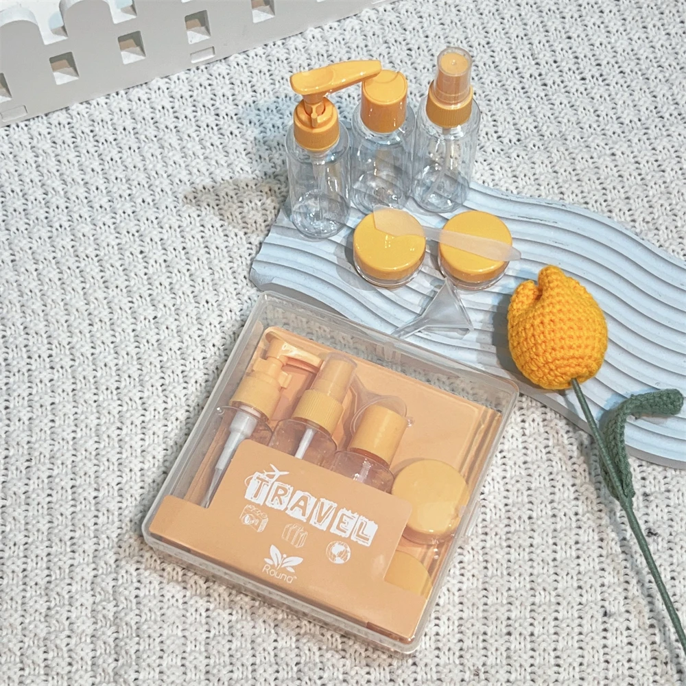 Ensemble de bouteilles fendues portables pour voyage, joint étanche, cosmétiques, gratitude, shampooing, gel de bain, dentifrice, fournitures de voyage, 7 pièces