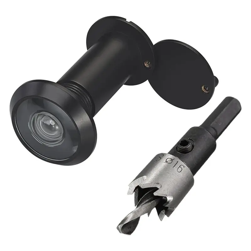 【FLASH DEAL】2X 220-Degree Solid Peep Holes For Door With 16Mm Drill Bit,0.63In Door Peephole For 1-3/8Inch To 2-1/6Inch