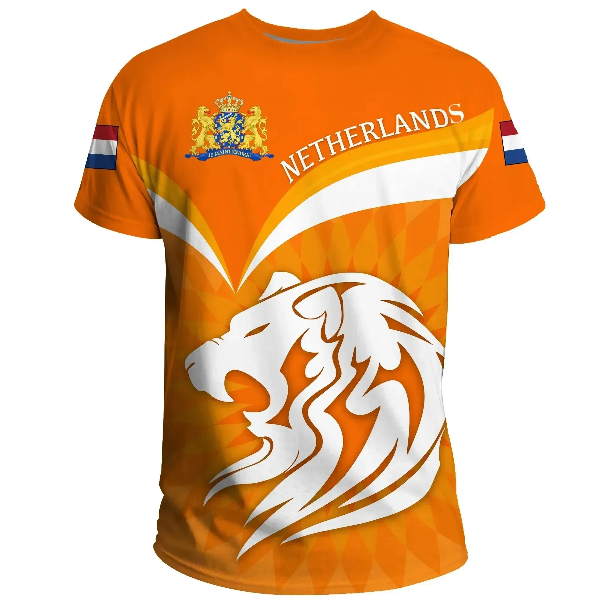 Fashion 3D Netherlands National Flag Print T Shirt For Men Summer National Emblem T-Shirts Casual O-neck Short Sleeve Loose Tops