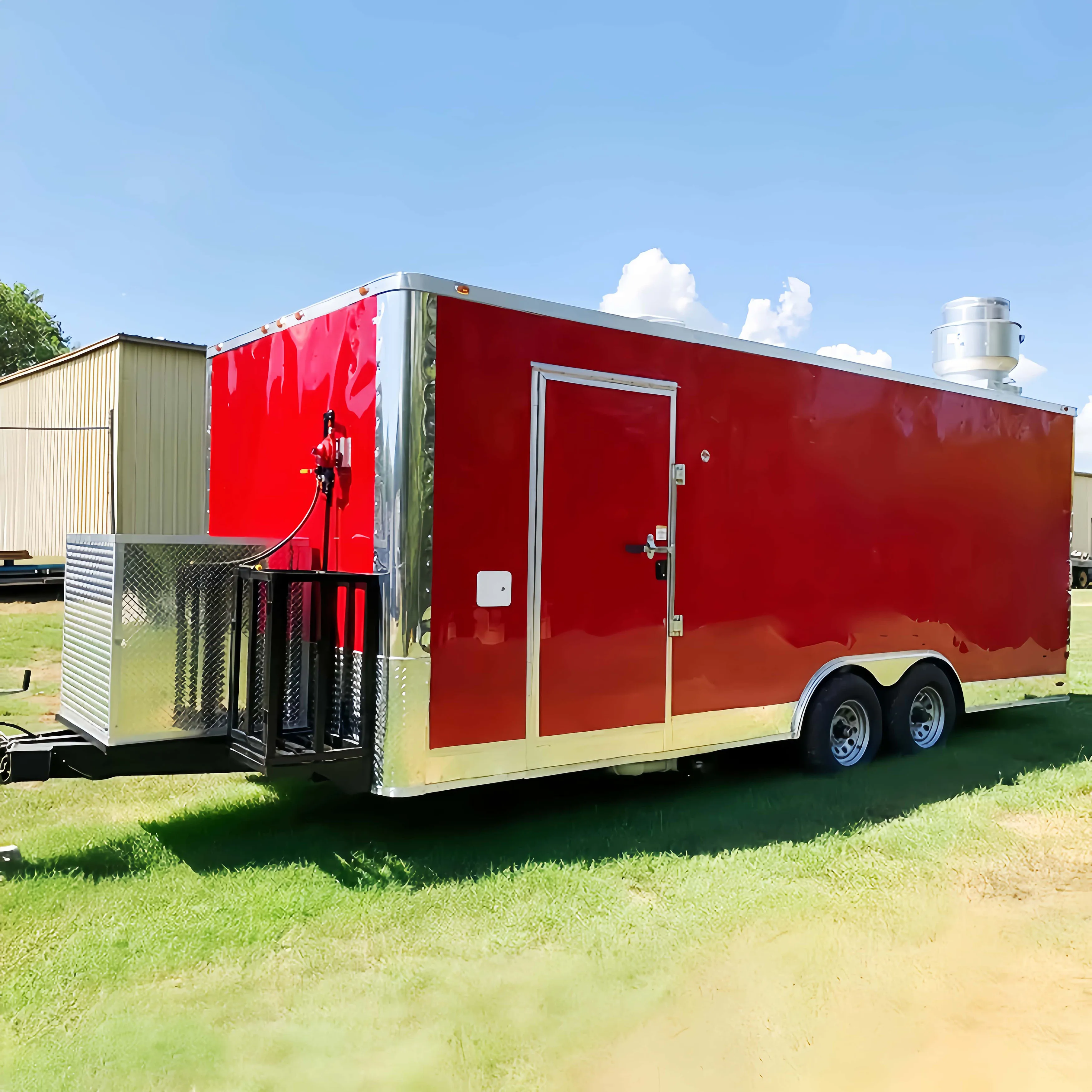 

Portable Food Truck Trailer Mobile Juice Beer Bar Fenced Square Food Trailer Mobile Catering Food Vending Cart