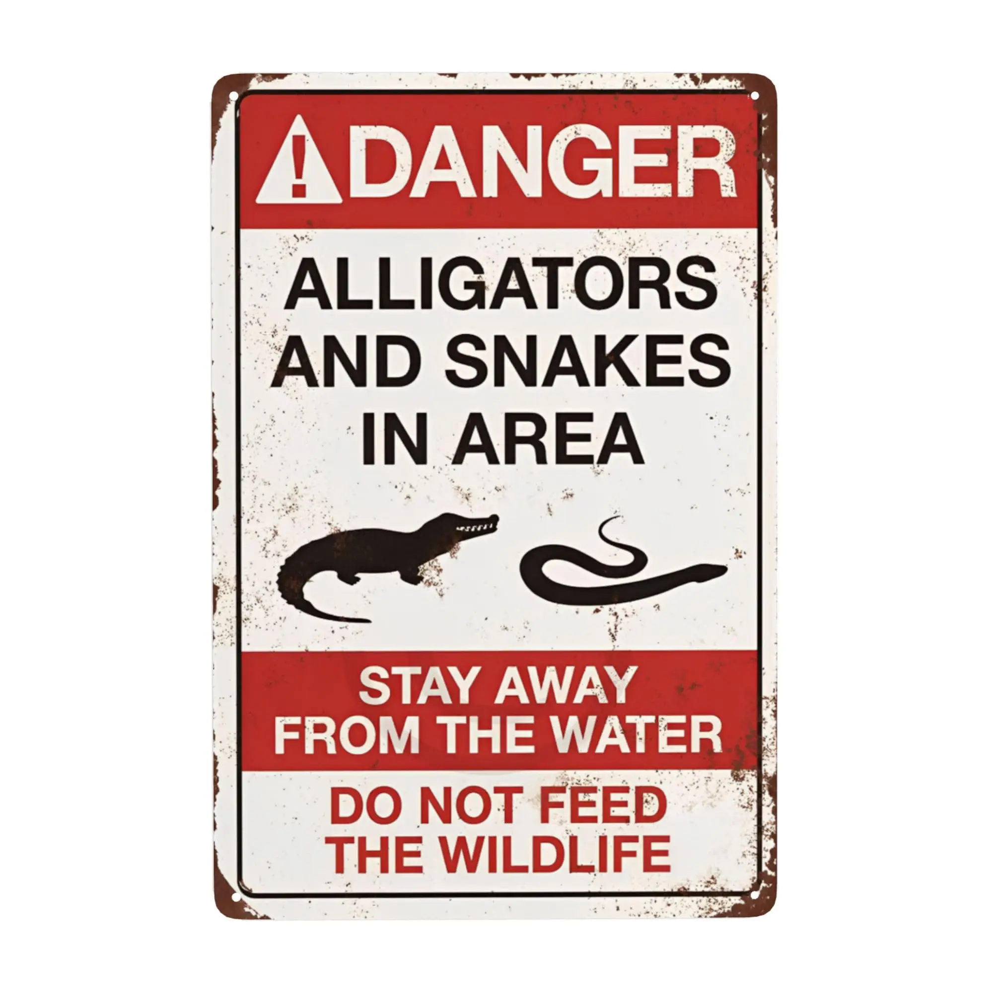 Custom Kraze Danger Alligators and Snakes Vintage Reproduction Metal Sign 8 x 12