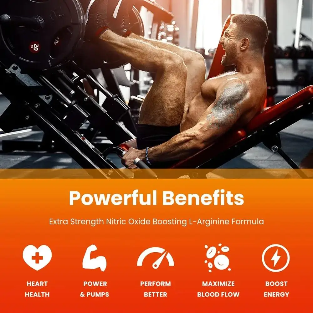 Super L-arginine of nitric oxide supplement, which can promote muscle growth, blood supply, and provide energy