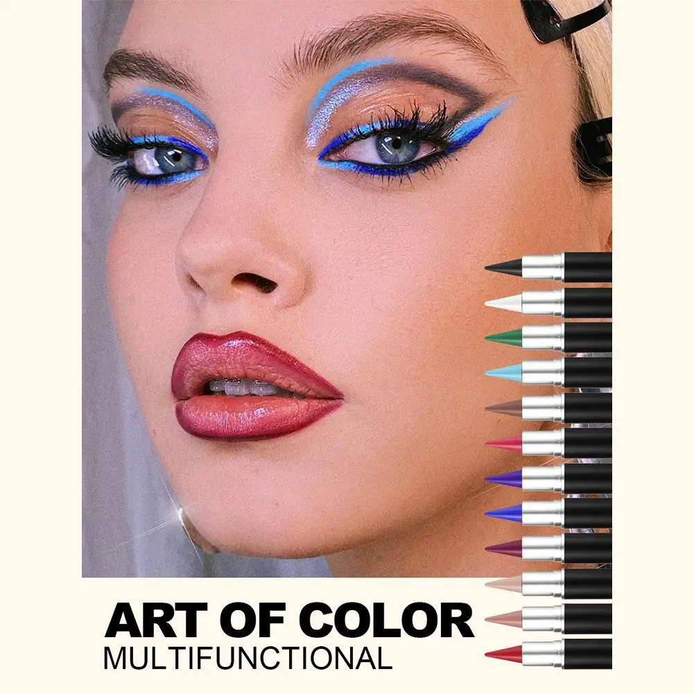 Eyeliner w kremie, czarny eyeliner w sztyfcie żelowym, szybkoschnący wodoodporny eyeliner, podwójne zastosowanie do ciemnej konturówki do ust Solid Eyeliner C7j7