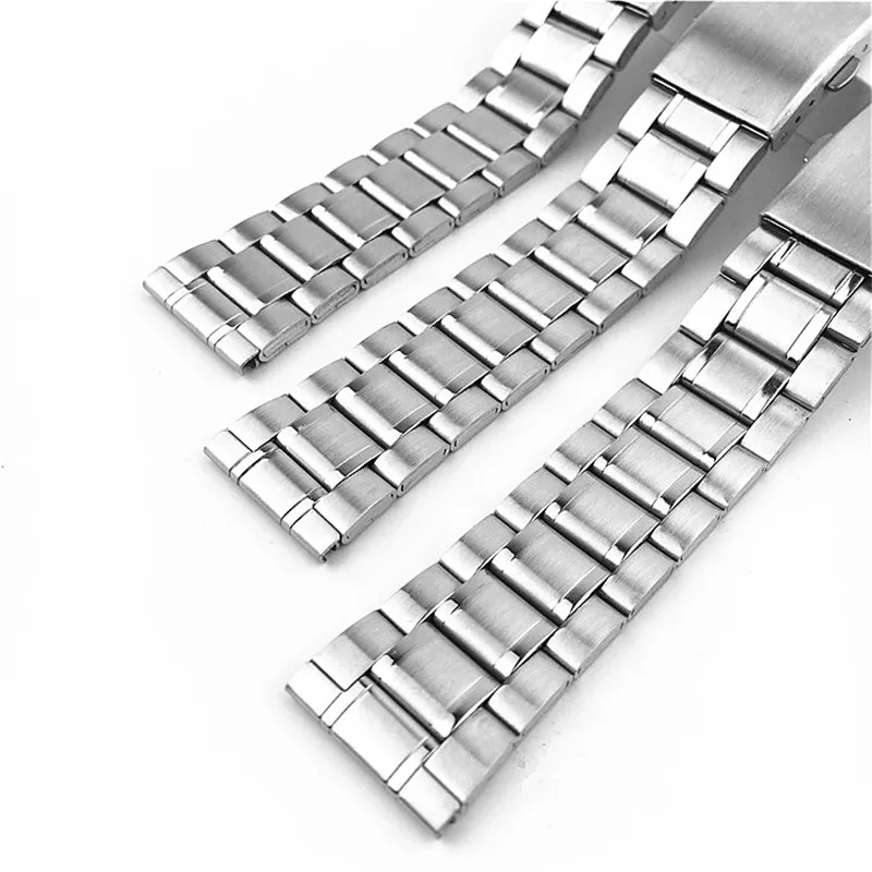 Stainless Steel Watch Strap 20mm 22mm Silver Color Elegant Metal Watchband Folding Clasp Wrist Bracelet 12mm 14mm 16mm 18mm