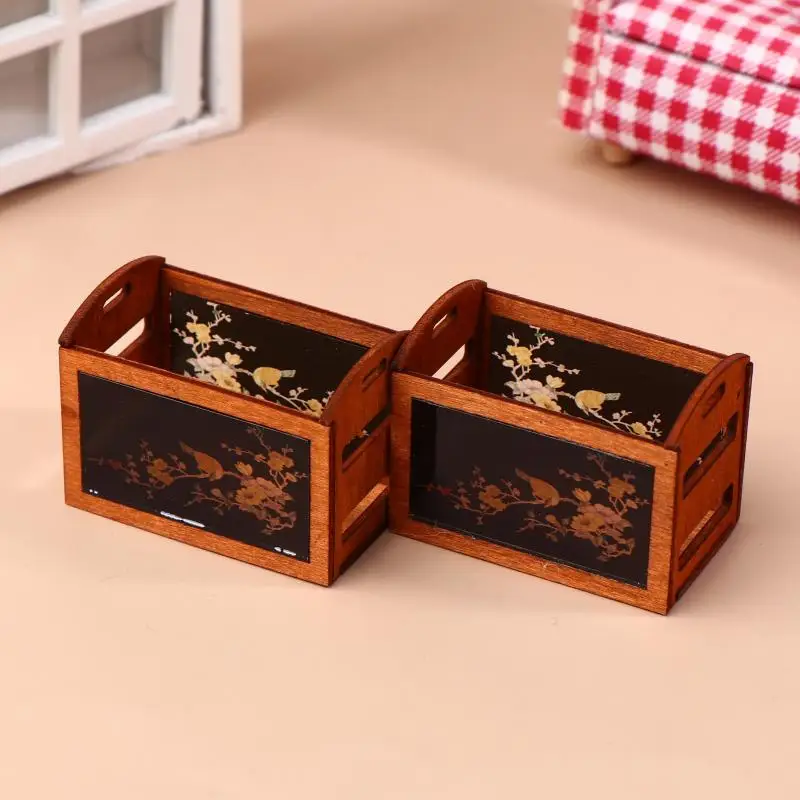 1PC casa delle bambole in miniatura scaffale in legno cestino portaoggetti modello 1:12 casa delle bambole decorazioni per la casa mobili accessori giocattolo