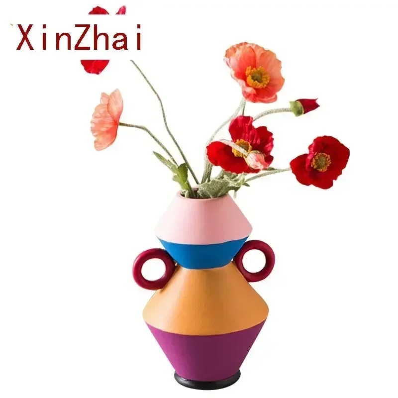 

Vilead Colorful Ceramic Vase Hand Painted Fresh Flower Pot Living Room Tabletop Interior Bedroom Home Decoration Accessories