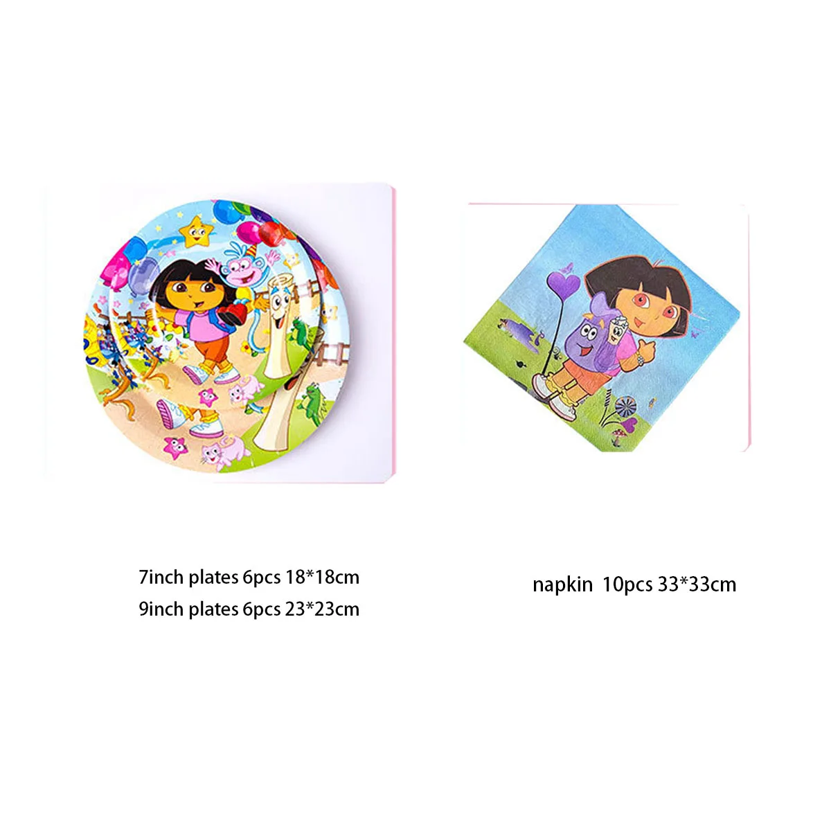 Cartoon Dora Girl Birthday Party Decoration Disposable Foil Balloon Plate Cup Flag Boy Baby Shower Party Supplies Kids Gift mask