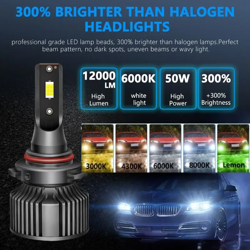 5202 LED Headlight Bulb 9007 HB5 H13 9008 H4 H11 H8 H9 H7 9012 PSX24W PSX26W 9005 HB3 9006 HB4 H18 H19 Car LED Light 4300K 6000K