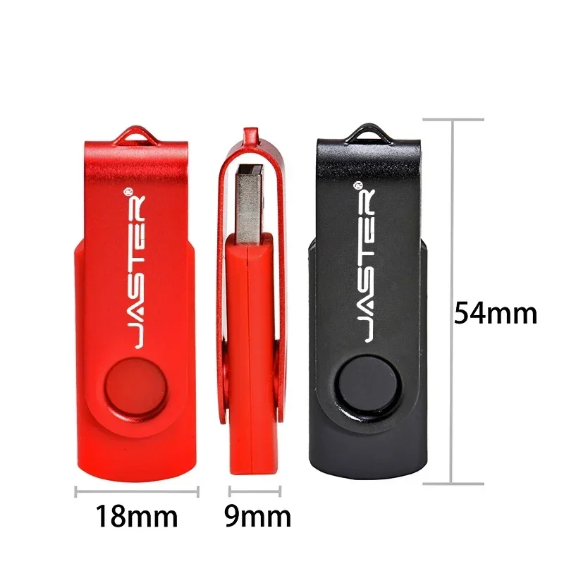 JASTER Plastic Rotatable USB 2.0 Flash Drive 128GB Free Key Chain Colorful Memory Stick 64GB Creative Gift Pen Drive 32GB 16GB