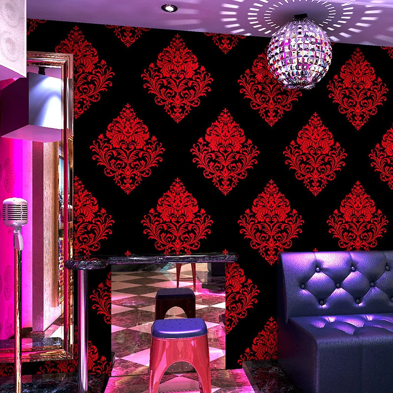 Luxury Black Gold Damask Wallpaper Vinyl Waterproof Wall Paper Covering for KTV Bar Club Hotel Living Room Background Mural