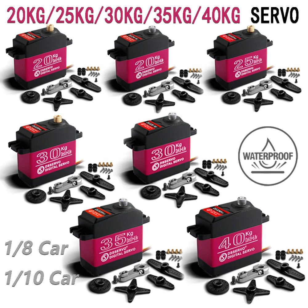 

Waterproof Servo 20KG 25KG 30KG 35KG 40KG Metal Gear Digital Servo for 1/8 1/10 Baja RC Crawler Buggy Cars Robotic Arm DIY Parts