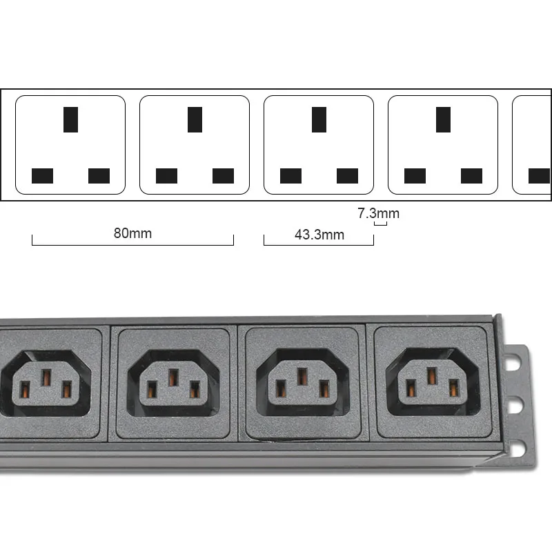 Imagem -05 - Pdu Alumínio Liga Power Strip Rack Soquete com Spd 2m Cabo de Extensão C13 Saída Way au C14 ue Reino Unido Eua Plug 19